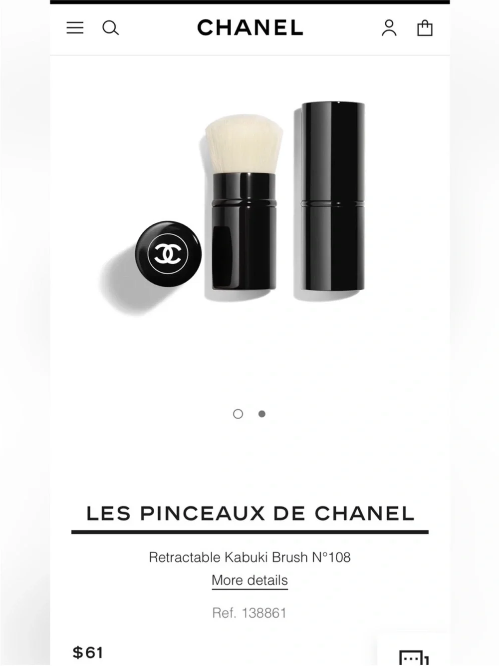 CHANEL Black Retractable Kabuki Brush NIB